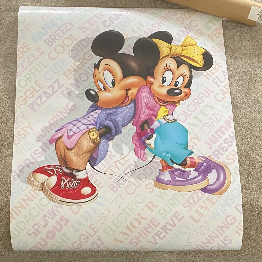 Adorable Disney Mickey and Minnie Poster- Vintage - New in Pkg